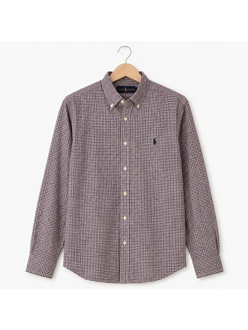 Ralph Lauren Mens XL Red Shirt Blue White Check Button Down Long Sleeve Cotton